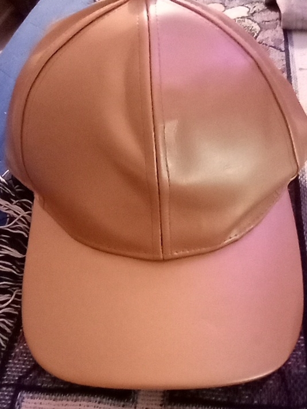 Planet Gold Tan Faux Leather Baseball Cap